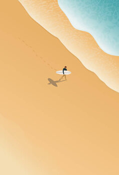 Plakat Surfer at the beach holding the