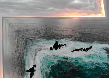 Plakat Surreal ocean view from aerial view