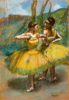 Plakat Two dancers in yellow. Around 1896. Pastel and charcoal on two strips of paper.