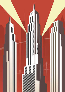 Plakat Vertical cartoon city