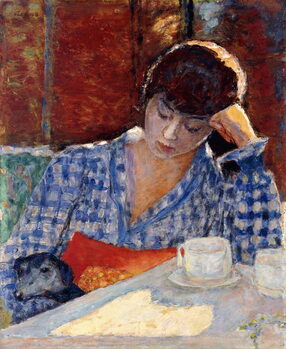 Plakat Woman leaning on her Elbow with a Dog and a Still Life, 1917