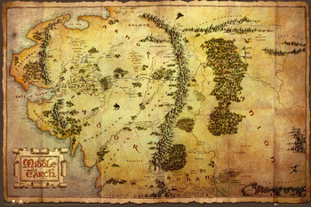 Hobbit - mapa Stredozeme Poster