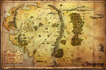 Poster Hobbit Zemljevid Srednjega sveta