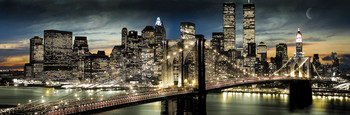 Manhattan - night and moon Poster