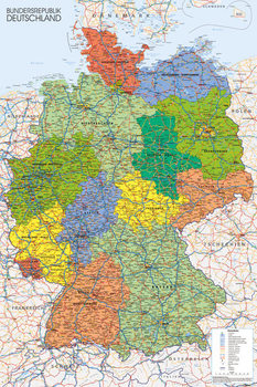 Poster Politická mapa Nemecka