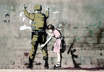Plakát Banksy street art - Graffiti Soldier and girl