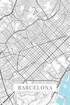 Plakát Barcelona white
