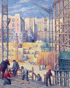 Plakát Building Site in Paris, quai de Passy, 1907