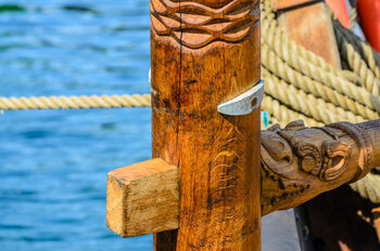 Plakát Close-up of a hand carved rudder