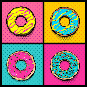 Plakát Doughnut donut cartoon pop art