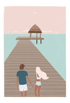 Plakát Flat illustration of romantic couple on