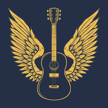 Plakát Illustration of winged rock guitar. Design
