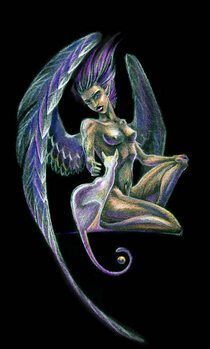 Plakát naked winged girl with a cat