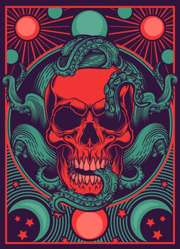 Plakát Skull with tentacles design.