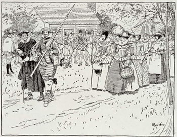 Plakát The Arrival of the Young Women at Jamestown, 1621,