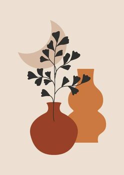 Plakát Abstract botanical poster. Boho contemporary background, mid century minimalist art print. Vector illustration