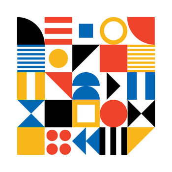 Plakát Abstract Geometric Pattern Artwork. Retro colors