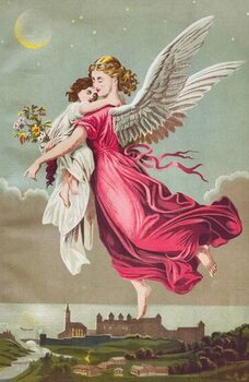 Plakát Angel holding a girl flying away