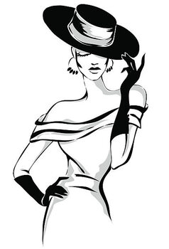 Plakát Beautiful woman portrait wearing vintage hat