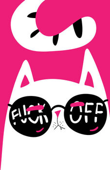 Plakát Black Cat with grumpy face. vector