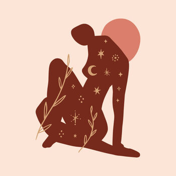 Plakát Boho sacred magic meditating woman vector