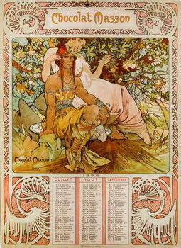 Plakát Chocolate Masson calendar illustrated by Mucha .