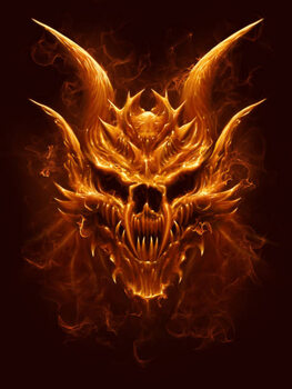 Plakát Demon fire skull digital painting