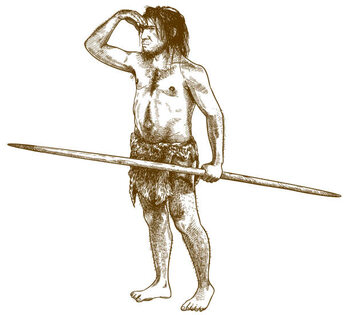 Plakát engraving illustration of caveman