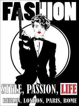 Plakát Fashion girl in sketch-style