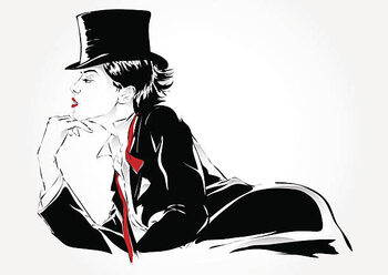 Plakát Fashion girl in sketch-style