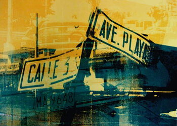 Plakát Green and Yellow Street Sign