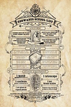 Plakát Harry Potter - Hogwarts School List