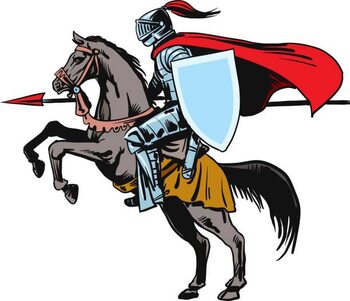 Plakát Knight riding horse - Vector