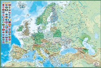 Plakát Mapa Evropy - politická