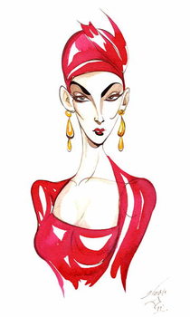 Plakát Model in a red costume