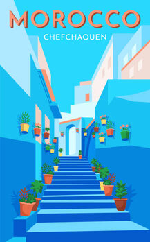 Plakát Morocco travel retro poster, vintage banner.