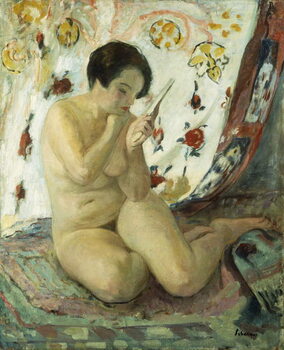 Obraz na plátně Nude Sat with a Mirror; Nu Assis au Miroir, 1925-1930