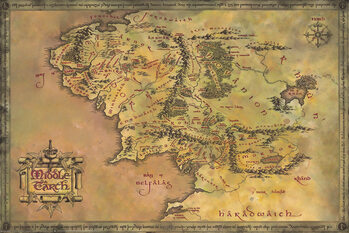 Plakát Pán Prstenů - Mapa Středozemě