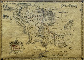 Plakát Pán Prstenů - mapa Středozemě (special)