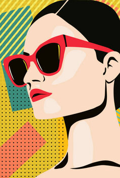 Plakát Pop art portrait of woman wearing sunglasses
