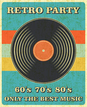 Plakát Retro Music and Vintage Vinyl Record