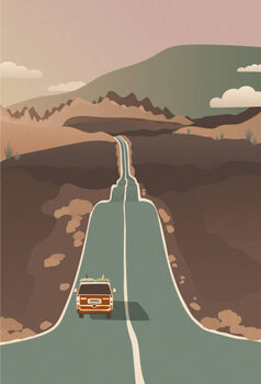 Plakát Retro Road Surf Trip Concept, Vector