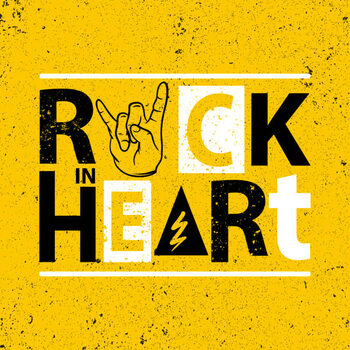 Plakát Rock poster. Rock in heart sign.Rock