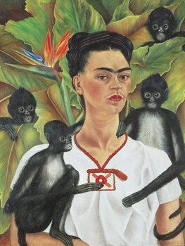 Plakát Self Portrait with Monkeys, 1943