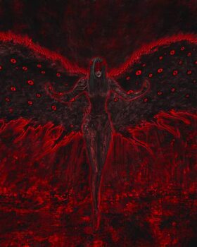 Plakát The woman with wings, dark fantasy illustration