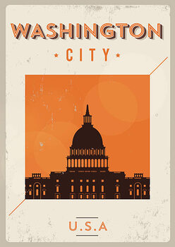 Plakát Typographic Washington City Poster Design
