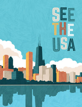 Plakát USA travel poster design template. Chicago