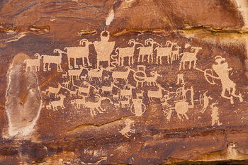 Plakát UT, Nine Mile Canyon, petroglyphs, The Great Hunt