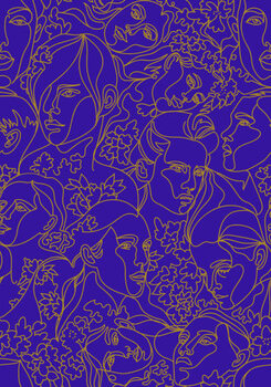 Plakát Vector seamless pattern with people heads