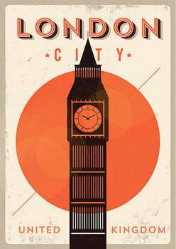 Plakát Vintage Big Ben, London City Poster